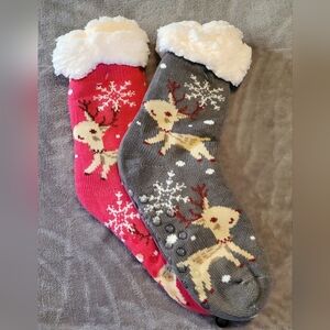 Warm Sherpa Slipper Socks - 2 Pairs!!